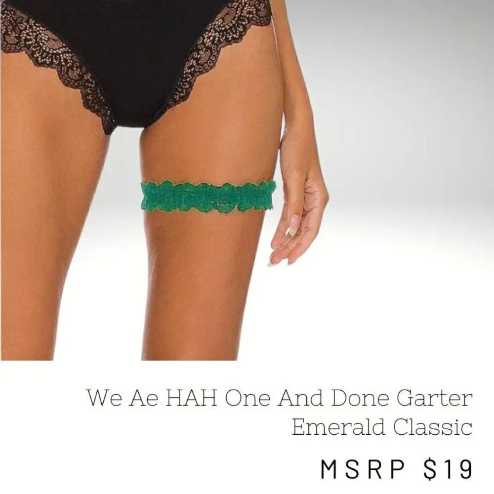 NWT HAH One and Done Lace Garter Hair Band Emerald Kelly Green St Patricks Day